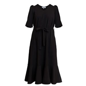 Merrick White Occassion Ruffle Hem Black Dress, Small